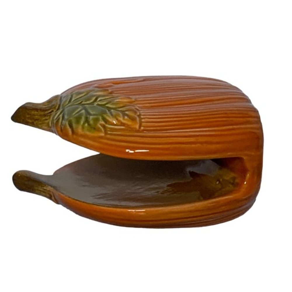 Pumpkin Napkin Holder Hand Painted Glazed Ceramic Seasonal Functional Art - Picture 5 of 12